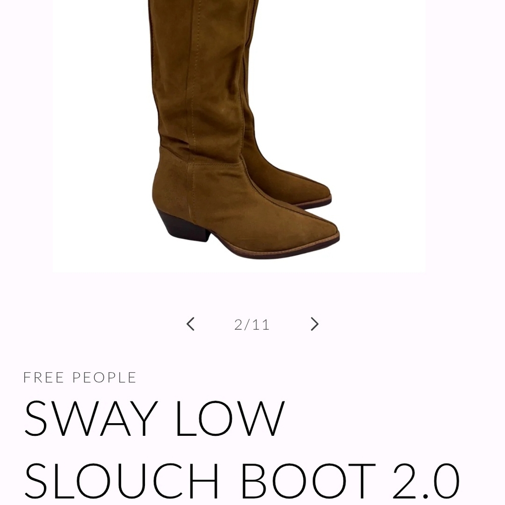 💋💋Free People Brand, Brown SUEDE Sway Low Slouch Boots TRENDY  💃💃